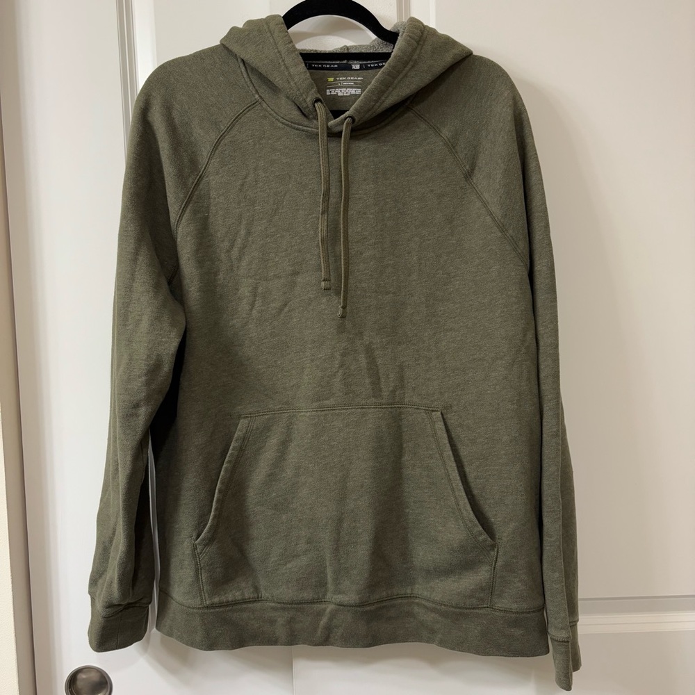 TekGear Sweatshirt Mens Large Green Fleece Pullover Hoodie